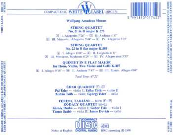 CD Wolfgang Amadeus Mozart: String Quartets K. 575, 589 / Horn Quintet