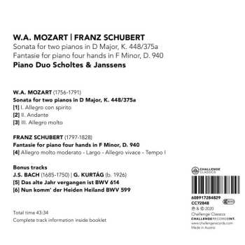 CD Wolfgang Amadeus Mozart: Sonata For Two Pianos In D Major, K.448/375a; Fantasie For Piano Four Hands In F Minor, D.940