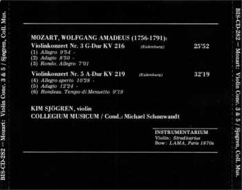 CD Wolfgang Amadeus Mozart: Violin Concertos - No. 3 In G Major ~ No. 5 In A Major