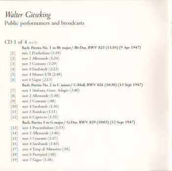 4CD/Dobozkészlet Walter Gieseking: Konzertmitschnitte U. Rundfunkaufnahmen / Public Performances And Broadcasts (From The Collection Of Deutsches Rundfunkarchiv)