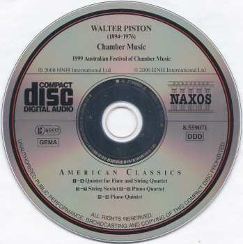 CD Walter Piston: Chamber Music (1999 Australian Festival Of Chamber Music)