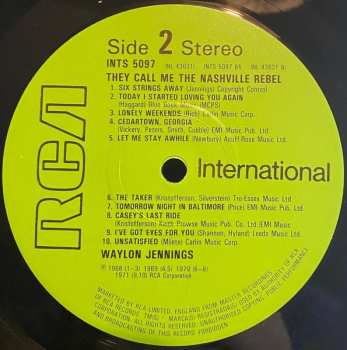 LP Waylon Jennings: They Call Me The Nashville Rebel