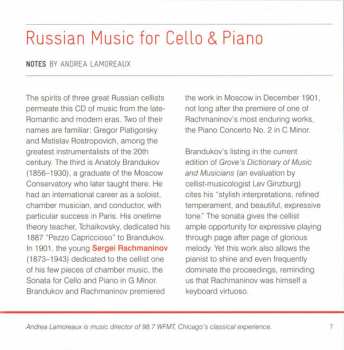 CD Wendy Warner: Russian Music For Cello & Piano