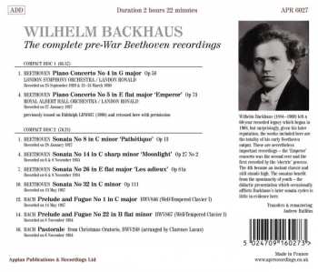 2CD Wilhelm Backhaus: The Complete Pre-War Beethoven Recordings