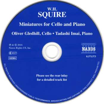 CD William Henry Squire: Miniatures For Cello And Piano