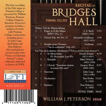 CD William J. Peterson: Recital At Bridges Hall, Pomona College