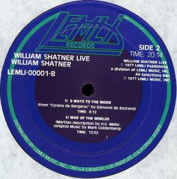 2LP William Shatner: William Shatner Live CLR