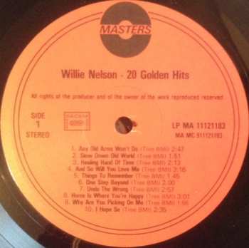 LP Willie Nelson: 20 Golden Hits
