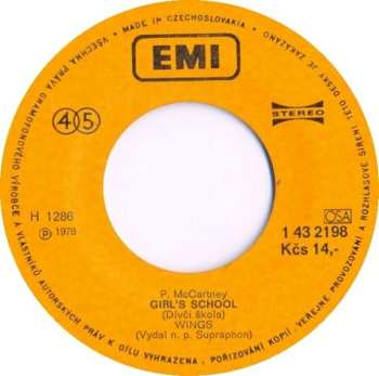 SP Wings: Mull Of Kintyre (Mys Kintyre) / Girl's School (Dívčí Škola)