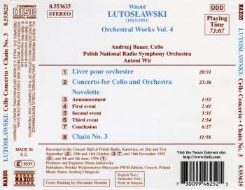 CD Antoni Wit: Concerto For Cello And Orchestra (Livre Pour Orchestre • Novelette • Chain No. 3)