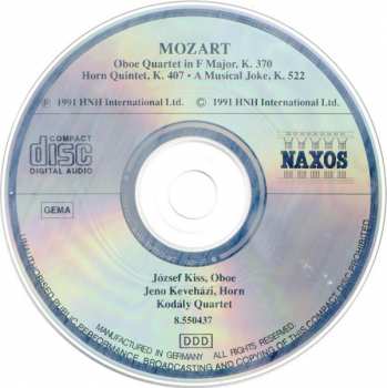 CD Wolfgang Amadeus Mozart: Chamber Music (Oboe Quartet In F Major, K. 370 • Horn Quintet, K. 407 • A Musical Joke, K. 522)