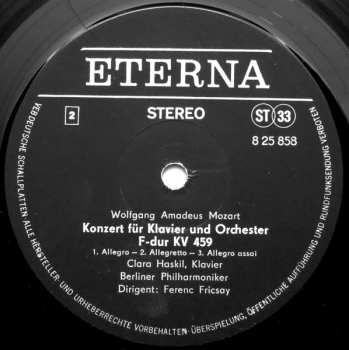 LP Berliner Philharmoniker: Konzerte Für Klavier Und Orchester C-dur KV 415 Und F-dur KV 459
