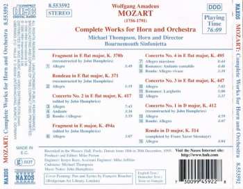 CD Wolfgang Amadeus Mozart: Complete Works For Horn And Orchestra