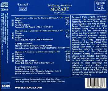 CD Wolfgang Amadeus Mozart: Piano Quartets Nos.1 And 2., Clarinet Quintet