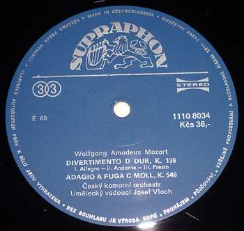 LP Wolfgang Amadeus Mozart: Malá Noční Hudba / Divertimento D Dur / Adagio A Fuga C Moll (84 2)