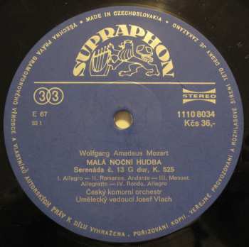 LP Wolfgang Amadeus Mozart: Malá Noční Hudba / Divertimento D Dur / Adagio A Fuga C Moll