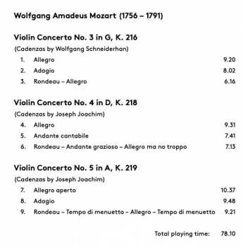 SACD Wolfgang Amadeus Mozart: Violin Concertos Nos. 3, 4 & 5