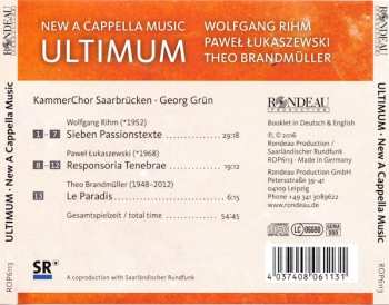CD Wolfgang Rihm: Ultimum - New A Cappella Music
