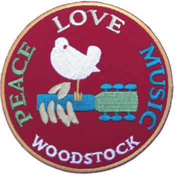 Merch Woodstock: Felvarró Peace, Love, Music