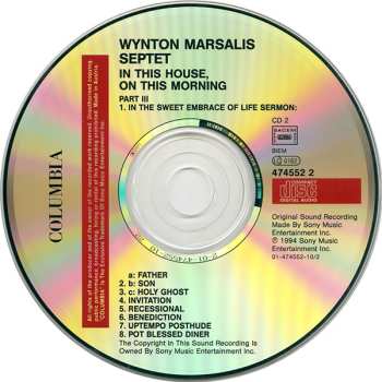 2CD Wynton Marsalis Septet: In This House, On This Morning