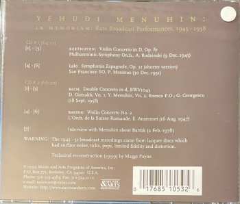 2CD Yehudi Menuhin: In Memoriam . (Rare Broadcast Performances, 1945-1958)
