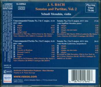 CD Johann Sebastian Bach: Sonatas And Partitas, Vol. 2 (Historical Recordings 1934-1944)