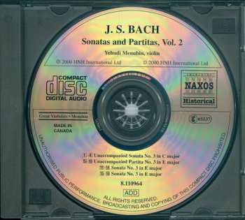 CD Johann Sebastian Bach: Sonatas And Partitas, Vol. 2 (Historical Recordings 1934-1944)