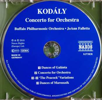 CD Zoltán Kodály: Concerto For Orchestra / Dances Of Galánta / Dances Of Marosszék / 'The Peacock' Variations