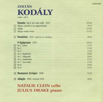 CD Zoltán Kodály: Sonata For Solo Cello • Adagio • Sonatina • Epigrams • Romance Lyrique