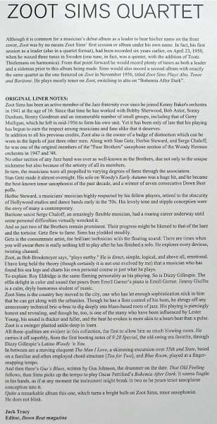 LP Zoot Sims Quartet: Zoot LTD